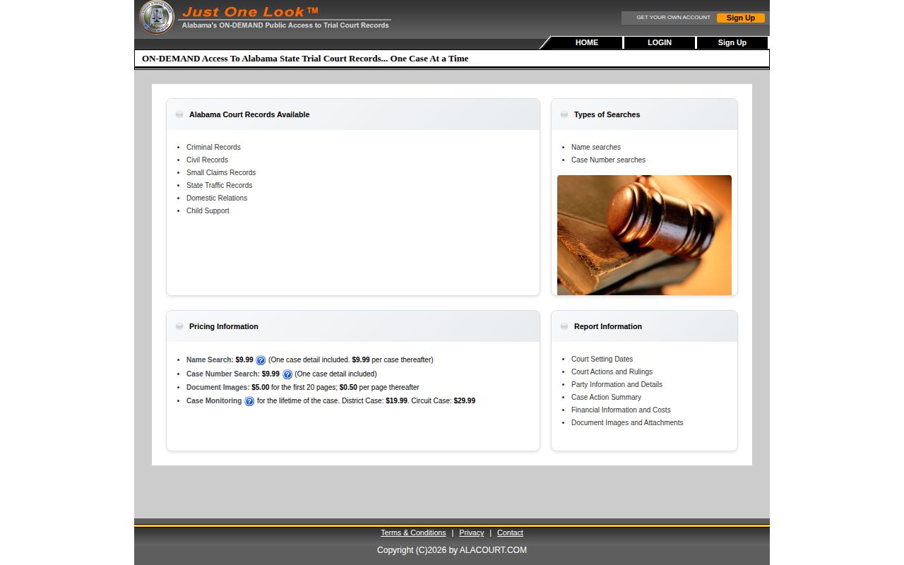 AlacourtAccess court record search screen for following Henry County arrest cases