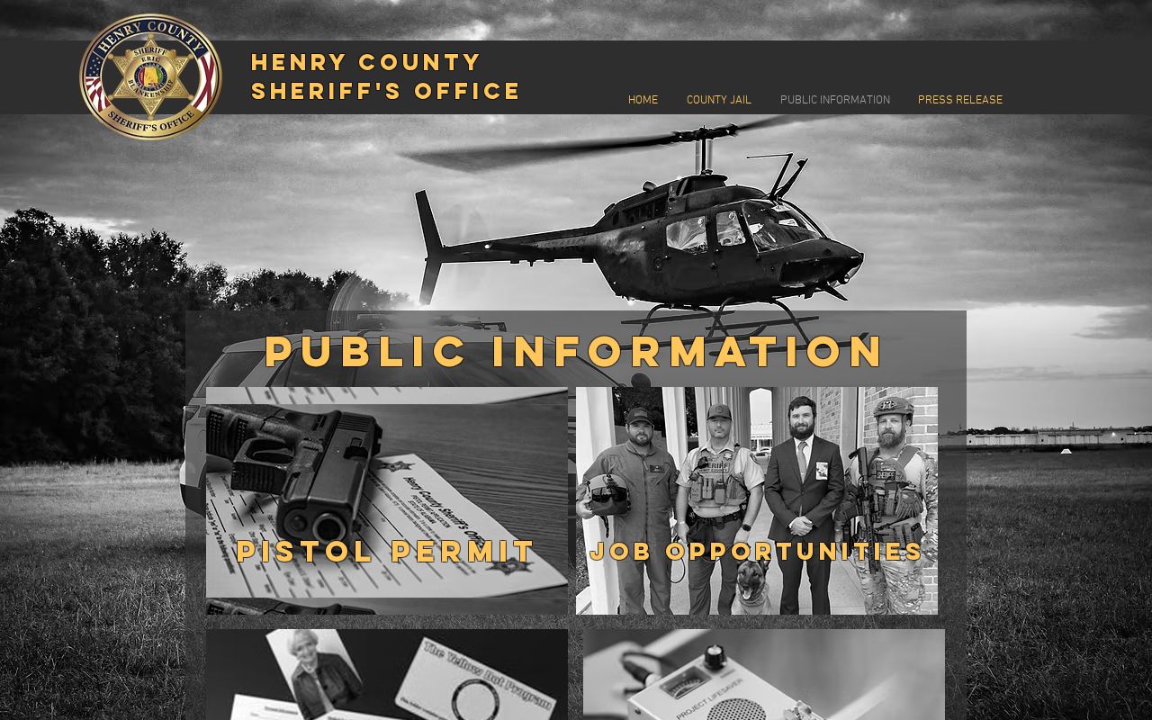 Henry County Sheriff Public Information page for booking record requests