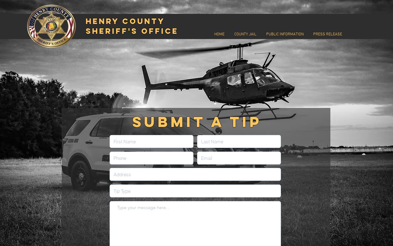 Henry County Sheriff official tip submission page
